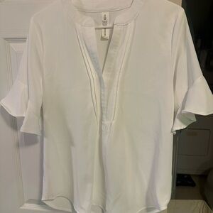 a new day White Blouse with Ruffle Sleeves